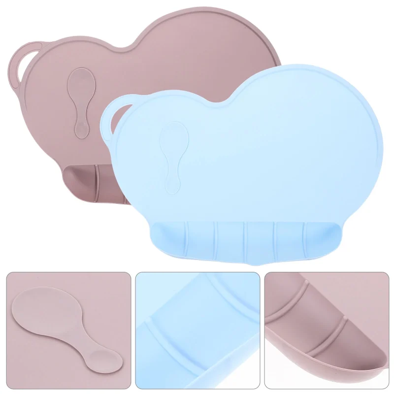2 Pcs Silicone Placemat Children Dinning Heat Insulated Pad Food Catching Dinner Mats Toddler