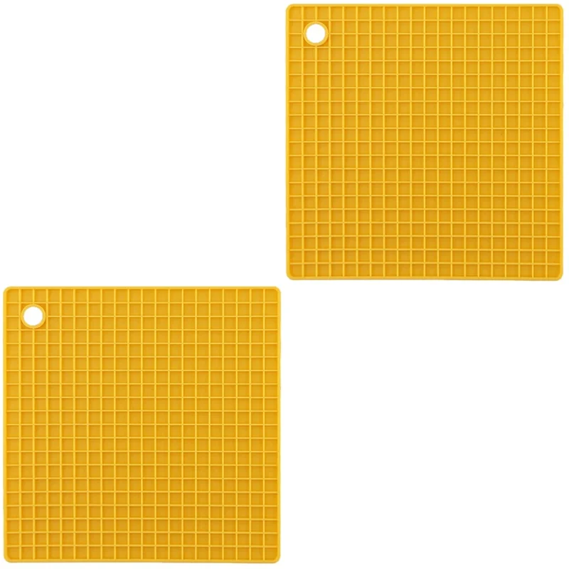 Silicone Pot Holder Coaster Thickened Square Non-slip Heat Insulation Pad Blue Placemats for Table Fold Toddler
