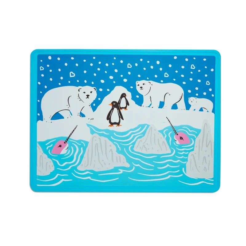 Silicone Toddler Placemat, Polar Bear, Blue