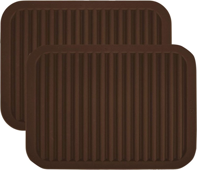 9" x 12" Silicone Pot Holder, Trivet Mat, Baking Gadget Kitchen Table Mat, Silicone Drying Mat - Waterproof, Heat Insulation, Insulated, Non-Slip, Tableware Pad Coasters (Brown - 2 Pack)