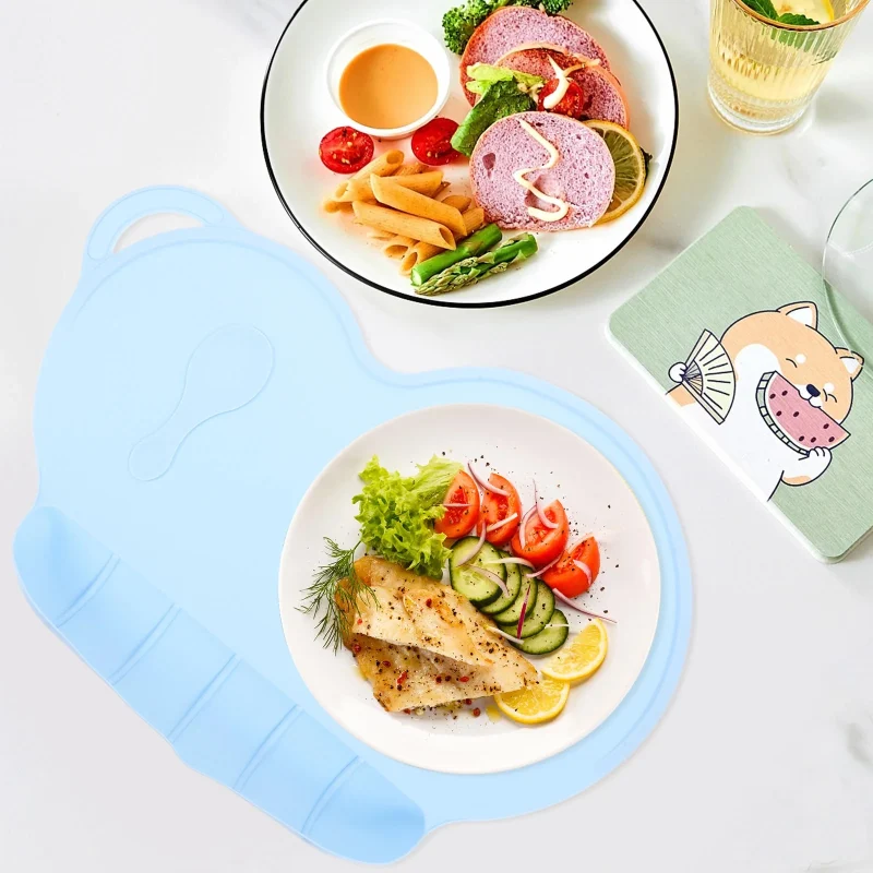 2 Pcs Silicone Placemat Children Dinning Heat Insulated Pad Food Catching Dinner Mats Toddler - Image 2