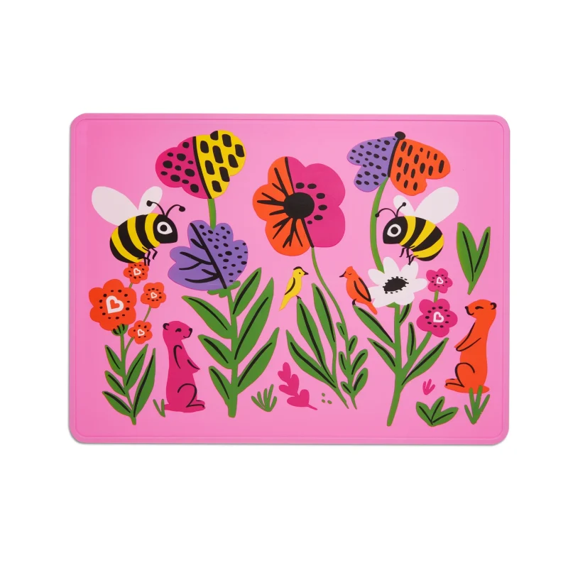 Silicone Toddler Placemat, Bee, Pink
