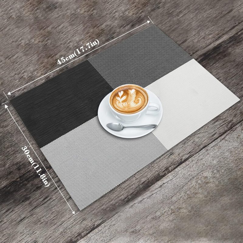 Placemats Set of 4,Vinyl Table Place Mats Stain Resistant Foldable Placemats Washable Wipeable Placemat for Kitchen Dining Table Decoration Indoor Outdoor（Blue） - Image 2