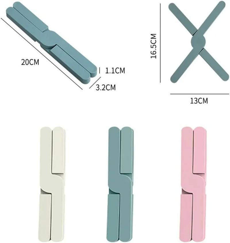 Foldable Placemat, 3 Pieces Non-Slip Folding Trivet Silicone Mat, Folding Pot Stand Heat Protector, X-shaped Foldable Trivets, for Hot Dishes and Worktops Bar - Image 2