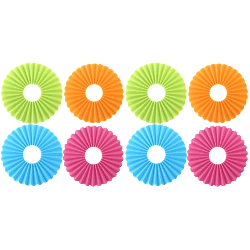 8 pcs Folding Silicone Pads Non-Slip Heat Insulation Placemat Kitchen Table Mat Pot Holder (Orange+Blue+Green+Rosy)