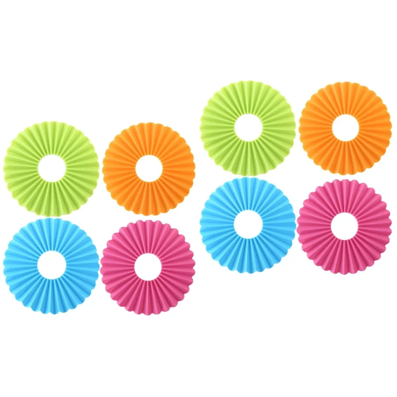 8 pcs Folding Silicone Pads Non-Slip Heat Insulation Placemat Kitchen Table Mat Pot Holder (Orange+Blue+Green+Rosy) - Image 2