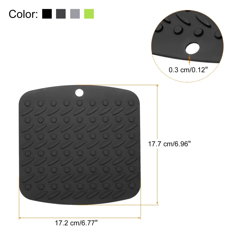 4pcs Kitchen Coasters Cup Mat Table Pad Silicone Heat Resistant Trivet Mat-Black/Dark Grey/Light Grey/Green - Image 2