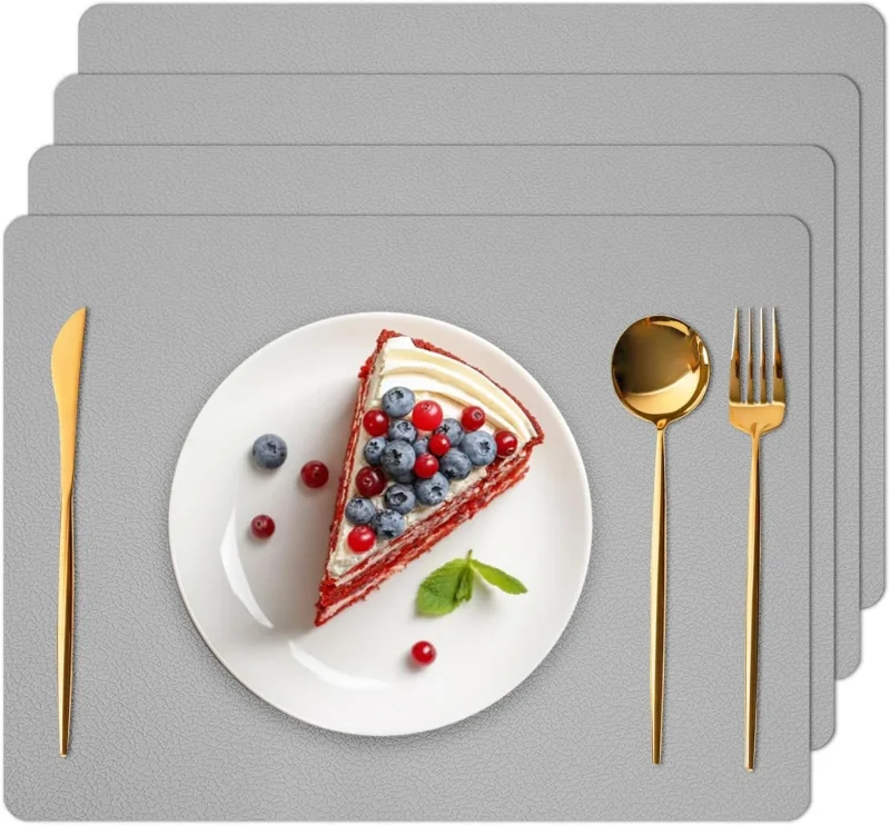Silicone Placemats Set of 4, Heat-Resistant Placemats,Non-Slip Table Mats, Foldable Mats, Easy Clean Placemats, Perfect for Indoor & Outdoor Dining, 12.6 x 17.7 inches