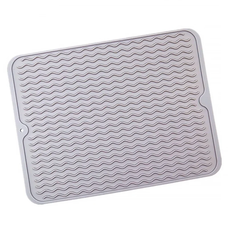 Heat Resistant Silicone Table Mat Foldable Counter Top Pad Home Kitchen Placemat, 40x30cm, Light Gray