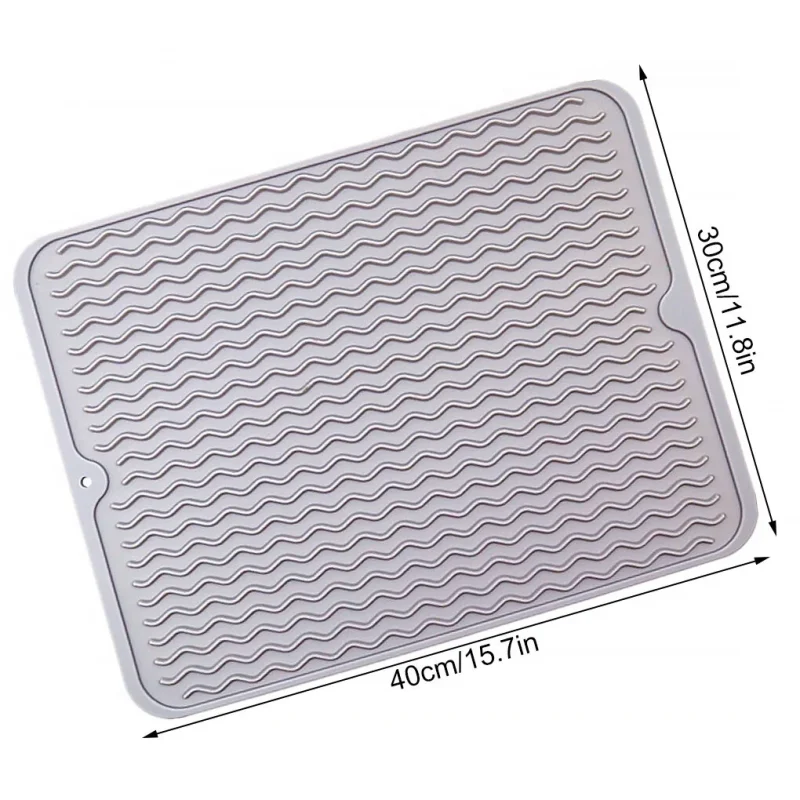 Heat Resistant Silicone Table Mat Foldable Counter Top Pad Home Kitchen Placemat, 40x30cm, Light Gray - Image 2