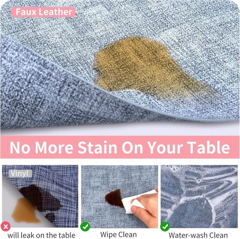 Placemats Set of 6,  Heat Resistant Place Mats, Washable PVC Table Mats, Woven Vinyl Plastic Placemats for Dining Table, Non-Slip Stain Resistant Kitchen Table Placemats ，17’’×12’’, Blue - Image 2