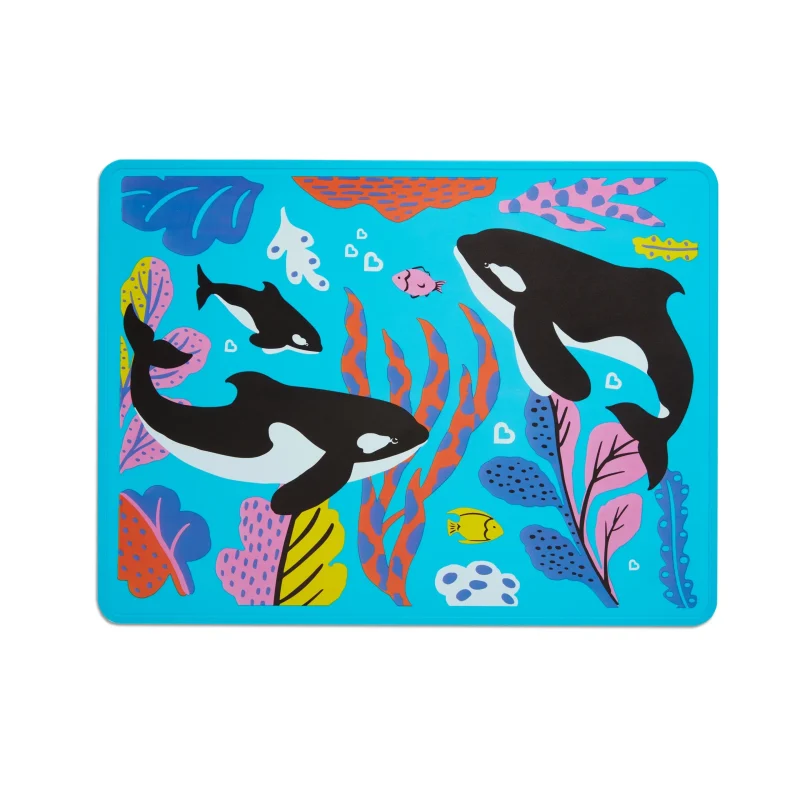 Silicone Toddler Placemat, Orca, Blue