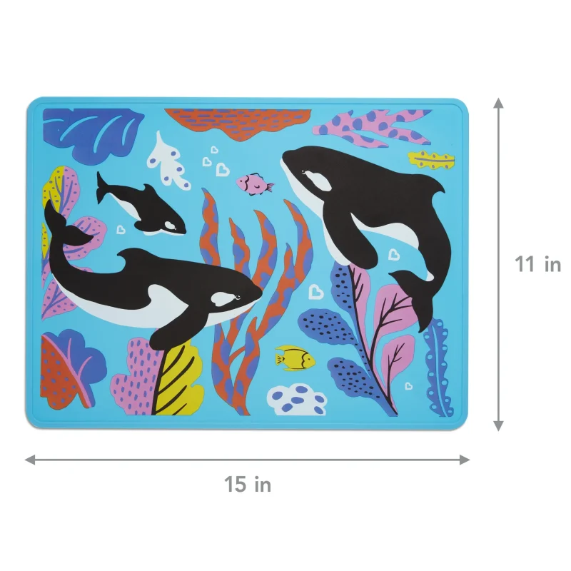 Silicone Toddler Placemat, Orca, Blue - Image 2