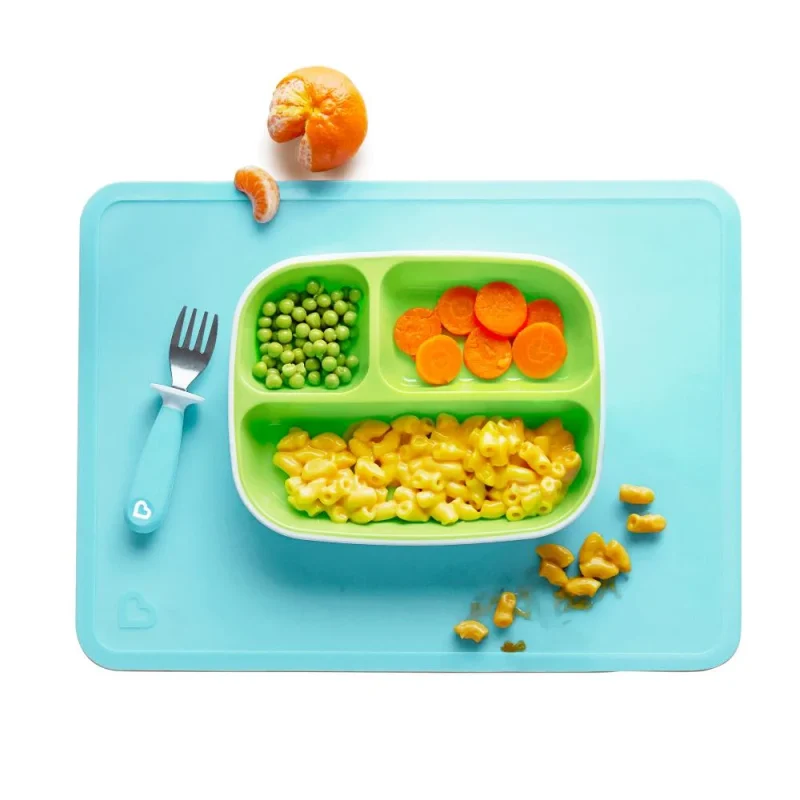 Spotless Silicone Toddler Placemats, BPA-Free, Blue/Green, 2 Count - Image 2