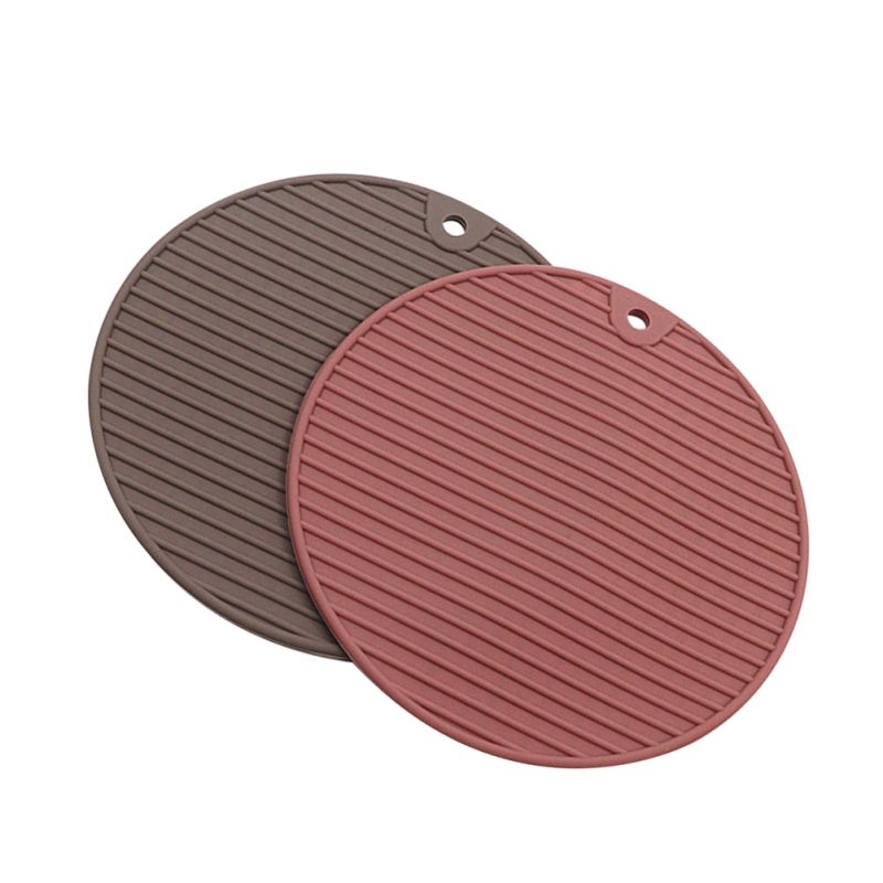 2pcs Silicone Table Placemats Heat Insulation Coaster Anti-slip Placemat Tableware Pot Mat (Coffee, Brown Grey)